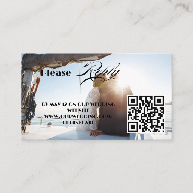 Wedding RSVP | QR Code Minimalist Clean  Enclosure Card (Front)