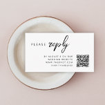 Wedding RSVP | QR Code Minimalist Clean Simple Enclosure Card<br><div class="desc">Simple, stylish wedding website RSVP enclosure card in a modern minimalist design style with a classic typography and a chic sophisticated feel on a white background. The text can easily be personalised with your names, wedding website, scannable QR code and message for a unique one of a kind wedding design...</div>