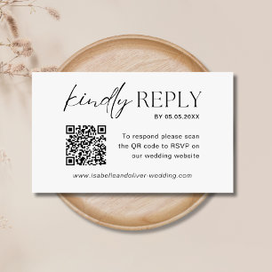 Wedding RSVP QR Code Minimalist Enclosure Card