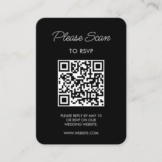 Wedding RSVP, QR Code Modern Minimalist Simple Enclosure Card (Front)
