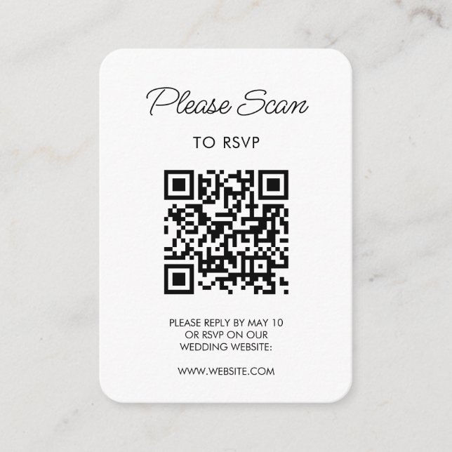Wedding RSVP, QR Code Modern Minimalist Simple Enclosure Card (Front)