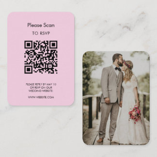 Wedding RSVP, QR Code Modern Minimalist Simple Enclosure Card