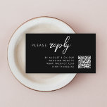 Wedding RSVP | QR Code Modern Stylish Black Enclosure Card<br><div class="desc">Simple, stylish wedding website RSVP enclosure card in a modern minimalist design style with a classic typography and a chic sophisticated feel on a black background. The text can easily be personalised with your names, wedding website, scannable QR code and message for a unique one of a kind wedding design...</div>