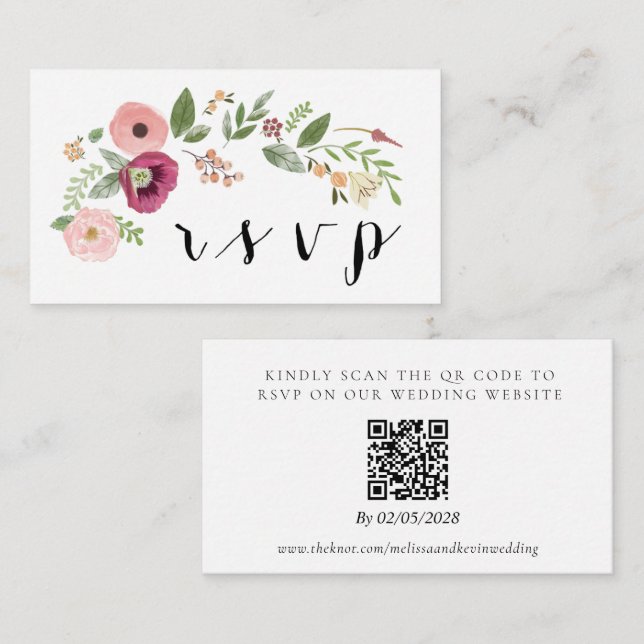 Wedding RSVP QR Code Response Card (Front/Back)