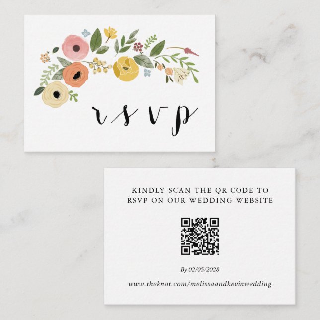 Wedding RSVP QR Code Response Card (Front/Back)