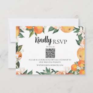 Wedding RSVP   QR Code Romantic Oranges RSVP Card