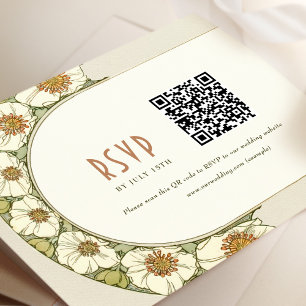 Wedding RSVP QR Code Vintage Art Nouveau Mucha Invitation