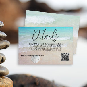 Wedding RSVP QR Online Reply Ocean Beach Card