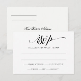 Wedding RSVP Reply Card Luxe Calligraphy (Black)