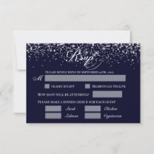 Wedding RSVP Reply Card Navy Blue