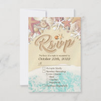 Wedding RSVP Reply Summer Beach Starfish Seashell