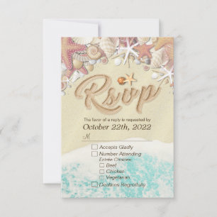 Wedding RSVP Reply Summer Beach Starfish Seashell Card