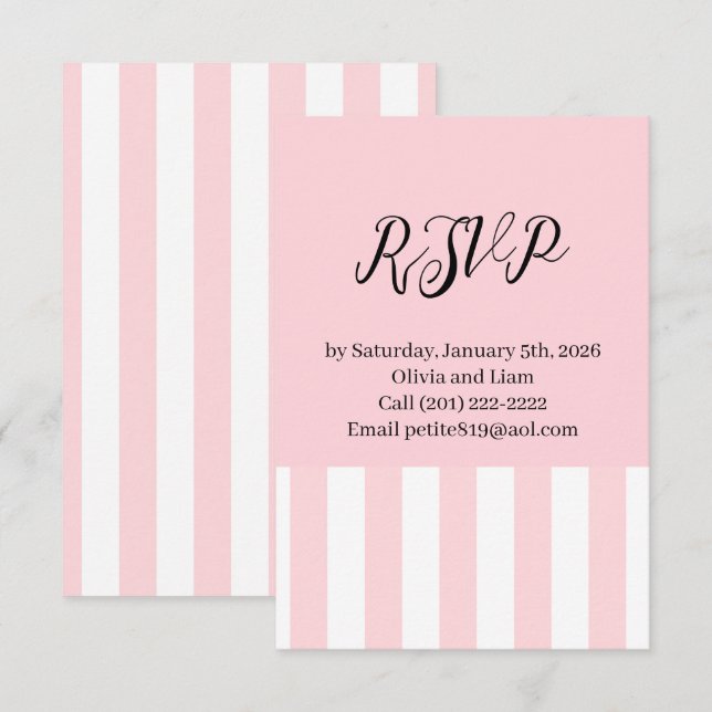 Wedding RSVP, Respond Card Pink & White Stripe  (Front/Back)