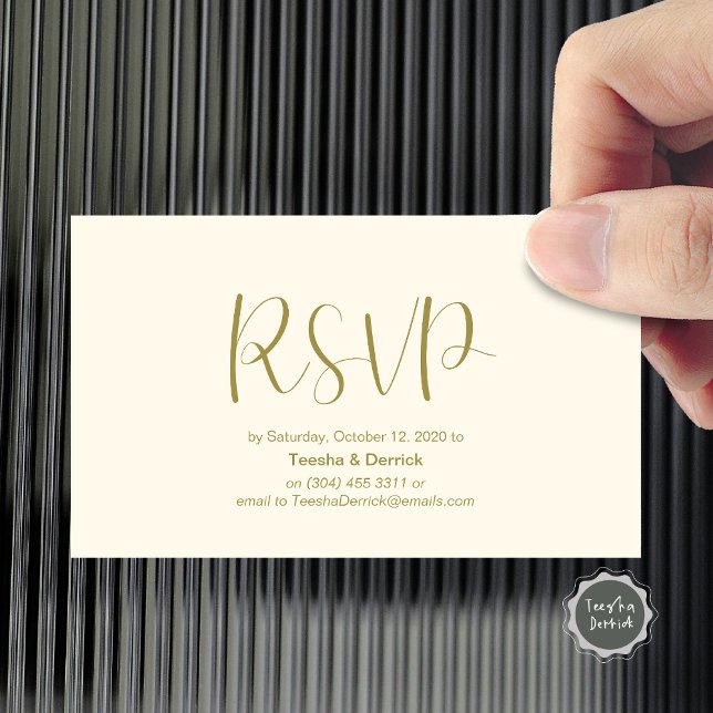 Wedding RSVP, respond, Minimalist Script Enclosure Card (Wedding RSVP, respond, Minimalist Script Enclosure Card, in retro gold themed)