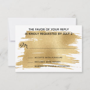 Wedding RSVP Response Card Elegant Gold and Black