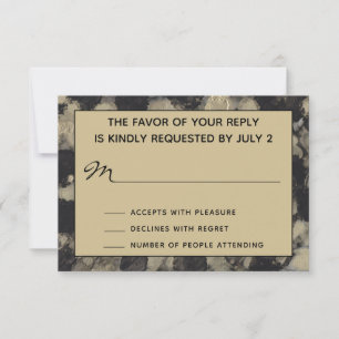 Wedding RSVP Response Card Elegant Gold and Black