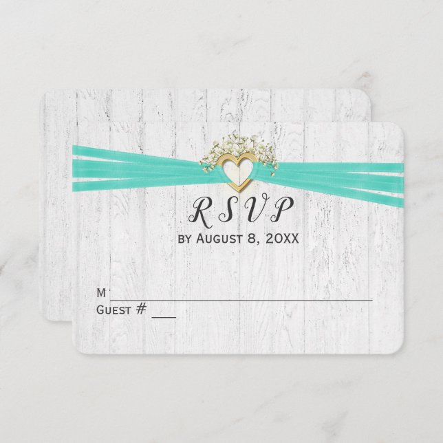 Wedding RSVP Ribbon Heart Invitation (Front/Back)