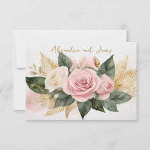 Wedding RSVP Rose bouquet Card