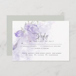 Wedding RSVP   Rustic Painterly Purple Floral
