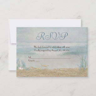 Wedding RSVP seashore watercolor Card