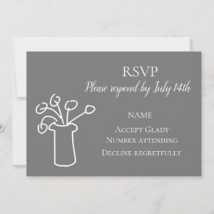 Wedding RSVP simple flower modern watercolor Invitation