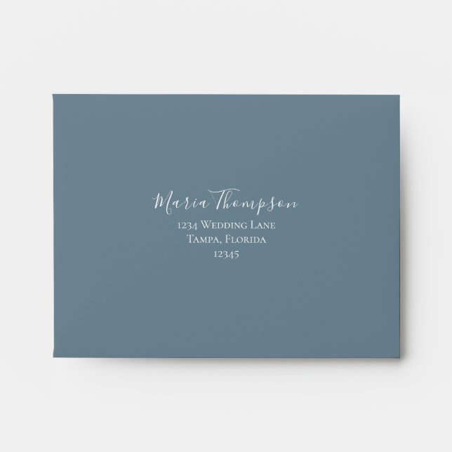 Wedding RSVP Simple Minimalist Stylish Dusty Blue Envelope (Front)