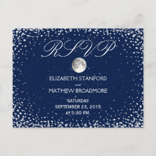 Wedding RSVP   Starry Night Moon Postcard