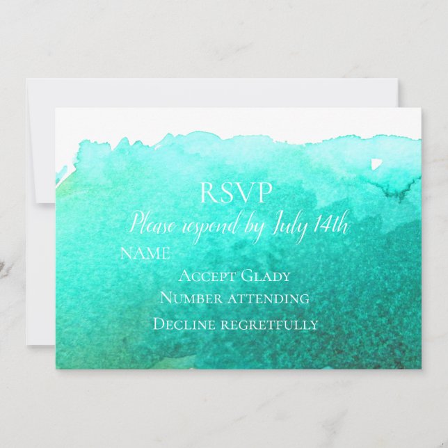 Wedding RSVP teal beach modern watercolor Invitation (Front)