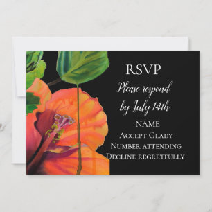 Wedding RSVP tropical hibiscus flower watercolor Invitation