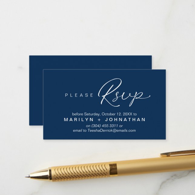 Wedding RSVP via Phone or email respond Enclosure Card (Front/Back In Situ)