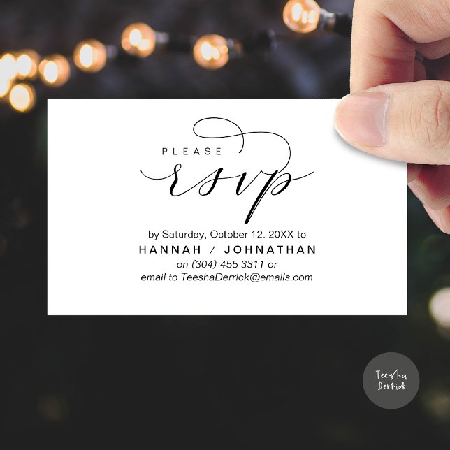 Wedding RSVP via Phone or email respond Enclosure Card (Wedding Invitation RSVP Respond via Phone or email Online Enclosure Card, White Black)