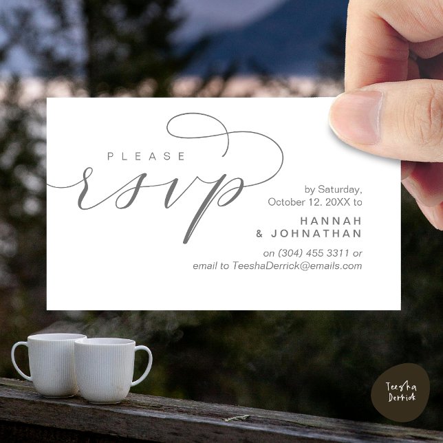 Wedding RSVP via Phone or email respond Enclosure Card (Wedding Invitation RSVP Respond via Phone or email Online Enclosure Card, Dark Grey)