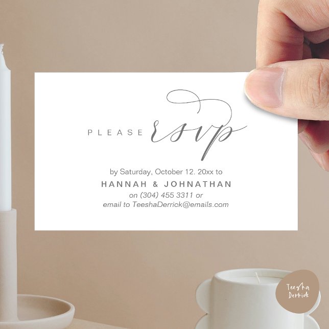 Wedding RSVP via Phone or email respond Enclosure Card (Wedding RSVP via Phone or email respond Enclosure Card, Lunch, Brunch, Dinner, Party, Dark Grey)