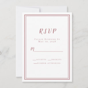 Wedding RSVP White & Dusty Rose Simple Minimalist