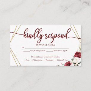 Wedding RSVP White Floral Geometric Rustic Wood E Enclosure Card