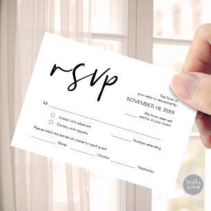 Wedding RSVP, with meal options, respond  Enclosure Card