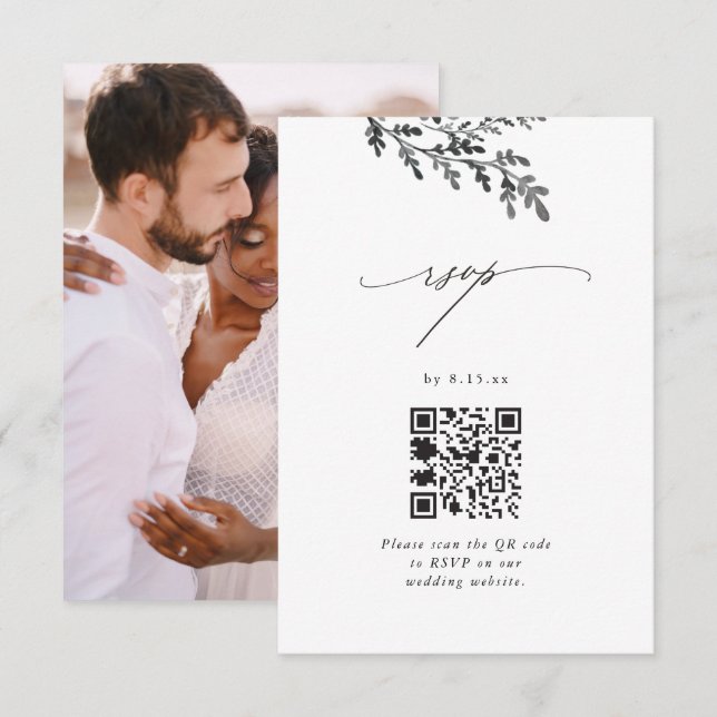 Wedding RSVP with QR Code and Photo Card (Front/Back)