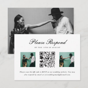Wedding RSVP with QR Code and Photo Wedding Card