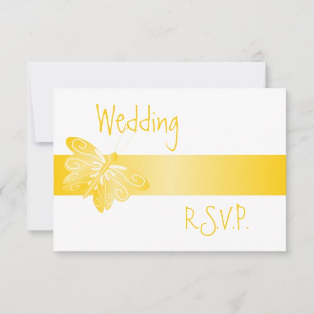 Wedding RSVP Yellow Butterfly Card (Front)