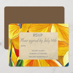 Wedding RSVP yellow flowers country rustic Invitation