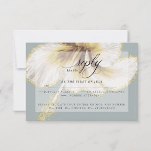 Wedding RSVP   Yellow Watercolor Hibiscus Flower Card