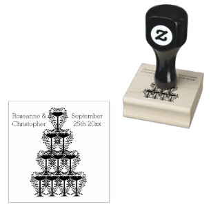 Wedding Rubber Stamp Champagne Glasses