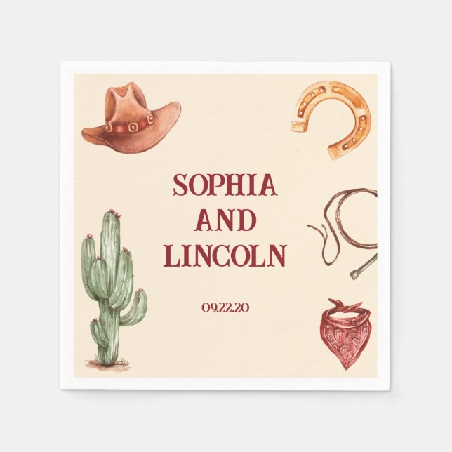 Wedding Rustic brown Western Napkin (Front)