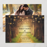 Wedding Rustic Forest Path String Lights Photo
