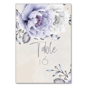WEDDING   Rustic Lilac and Alabaster Peony Floral Table Number