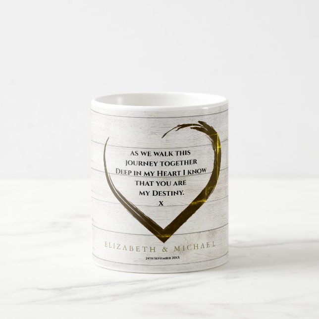 Wedding  Rustic Simple Heart Love Quote Coffee Mug (Center)