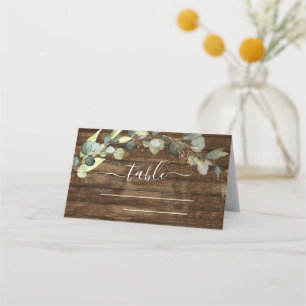 Wedding Rustic Wood Eucalyptus Greenery Country Place Card