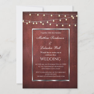 Wedding Rustic Wood Fairy Lights Invitation