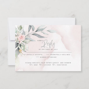 Wedding   Rustic Woodland Pink Floral Spray RSVP Card