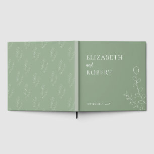 Wedding Sage Green Botanical Minimalist Elegant Guest Book